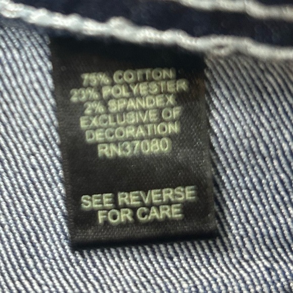 Cato Premium Dark Blue Flare Jeans w/ Lace and Rhinestone Detail. - Picture 7 of 8